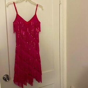 nwot pink fringe dress size: 1X fits like L